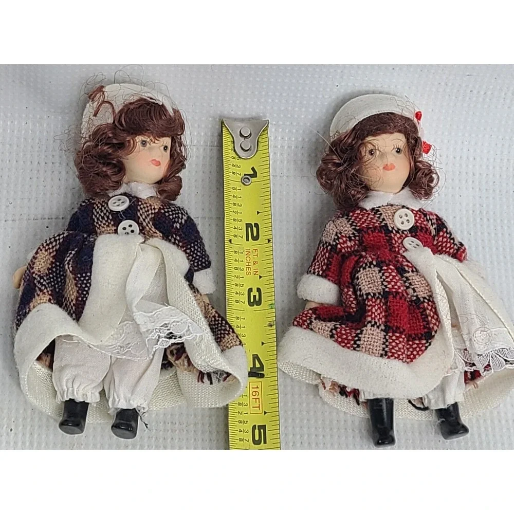 2 Vintage Porcelain Doll Set. Clothes Toy Girl Lady Lace Dress Hat Rare Antique?
